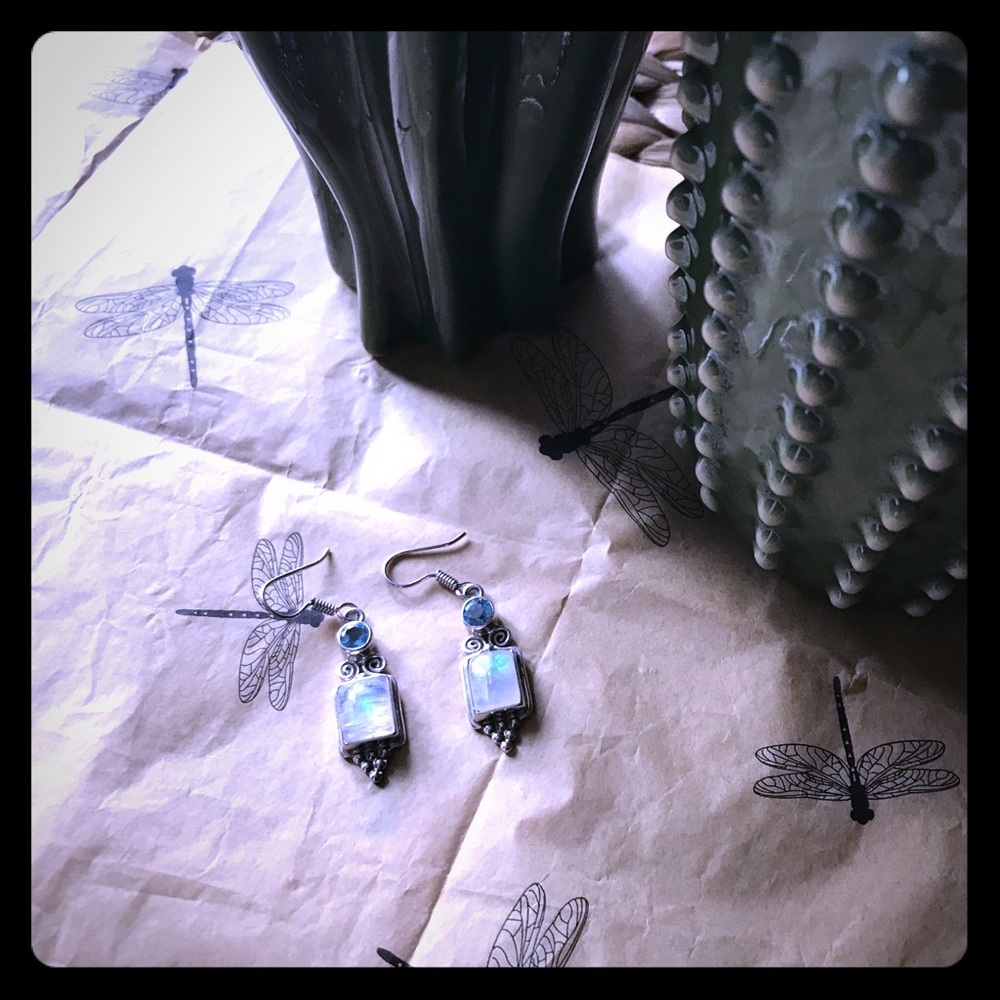 Sterling Silver and Moonstone Earrings